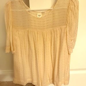 Gap Cream short sleeve sheer blouse